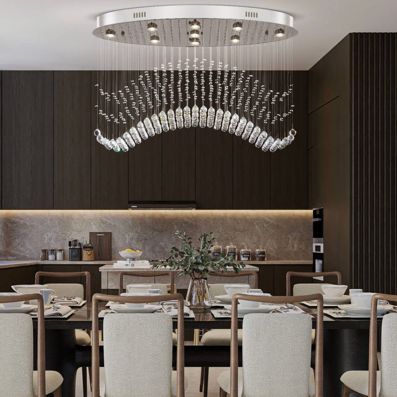 Modern Wave Rain Drop Clear Crystal Chandelier - Oval Ceiling Light - Image 2