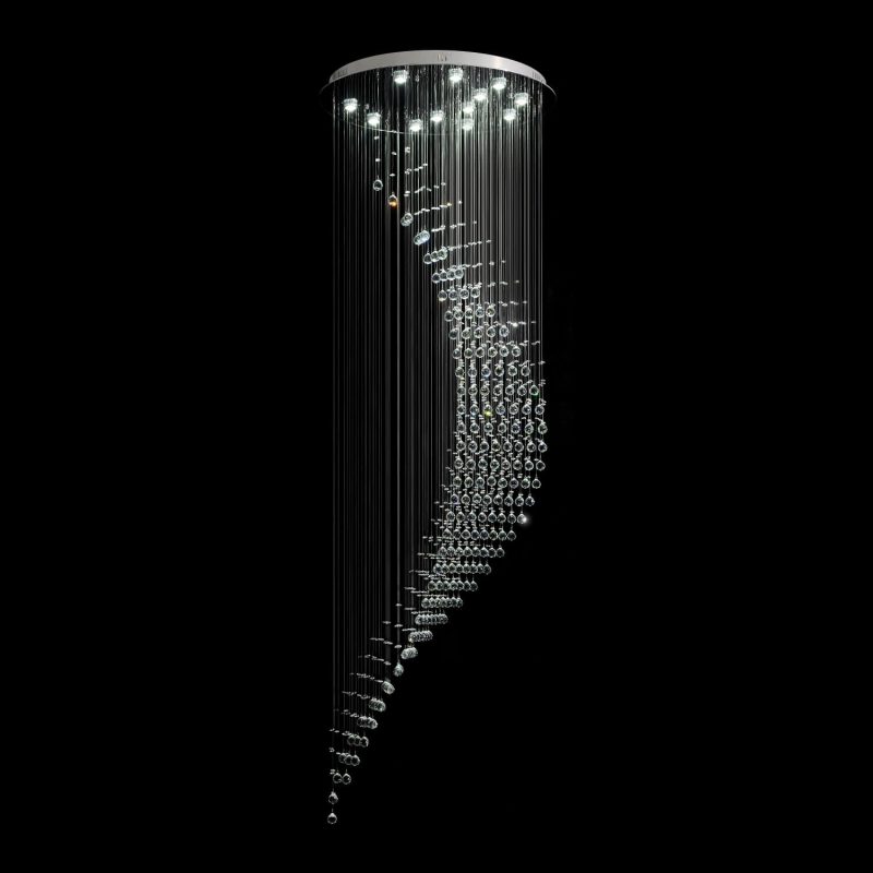 Moon Shaped Spiral Wave Raindrop Crystal Chandelier - Image 5