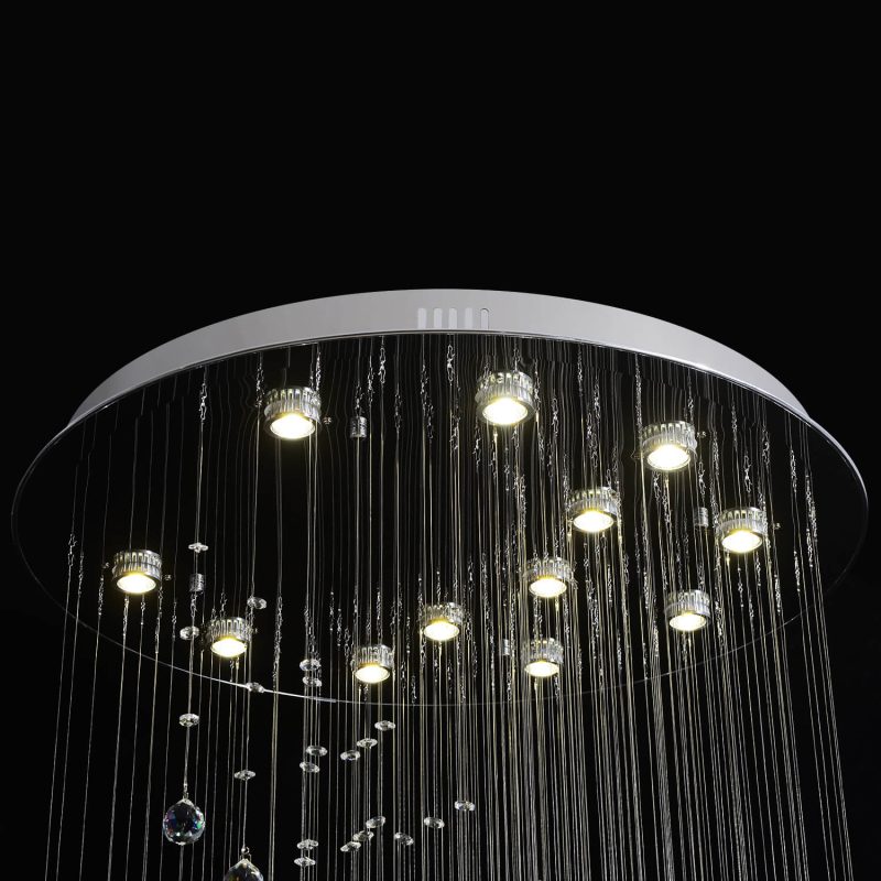 Moon Shaped Spiral Wave Raindrop Crystal Chandelier - Image 6