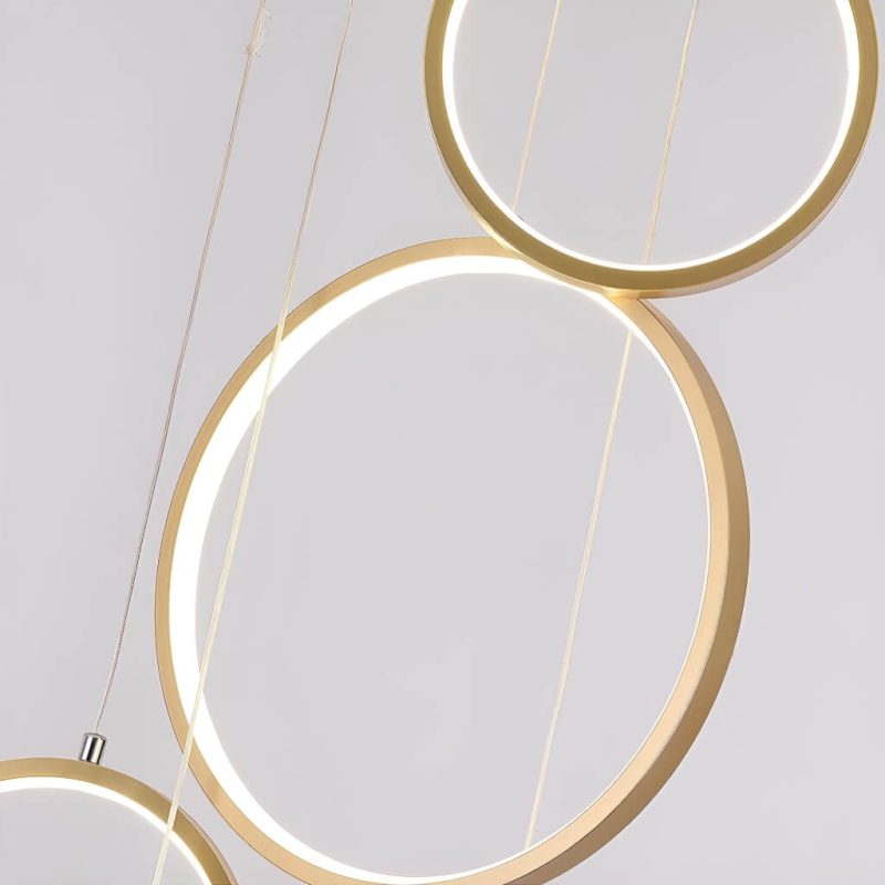 Multi Gold LED Ring Chandelier Staircase Pendant Light - Image 6