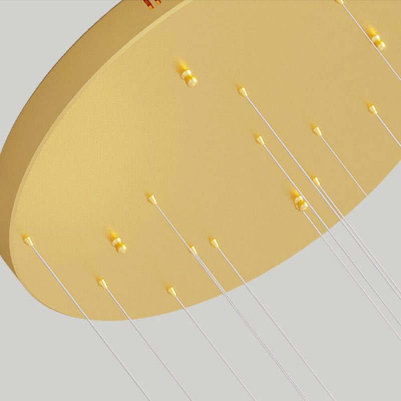 Multi Gold LED Ring Chandelier Staircase Pendant Light - Image 7