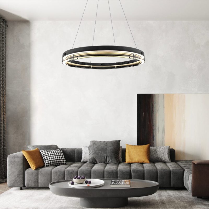 One Ring Modern LED Glass Circle Chandelier - Image 2