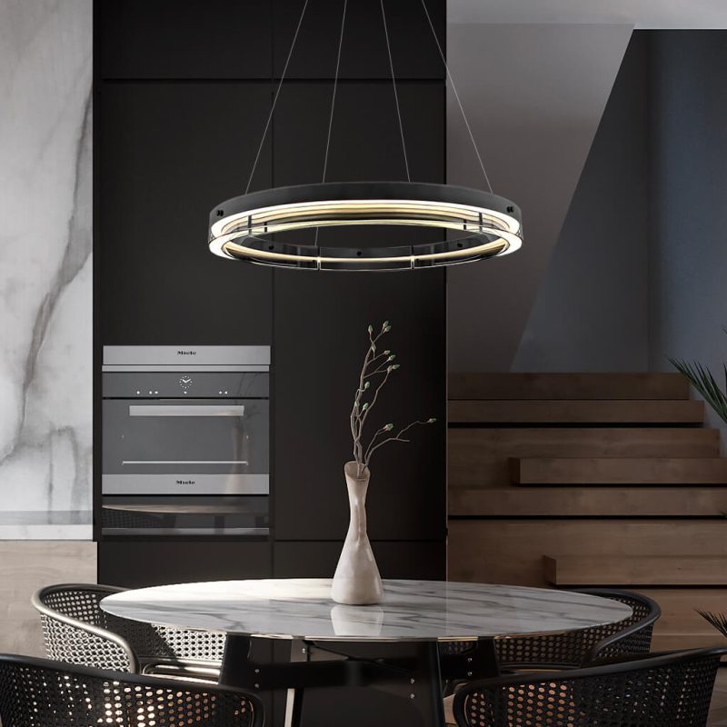 One Ring Modern LED Glass Circle Chandelier - Image 3