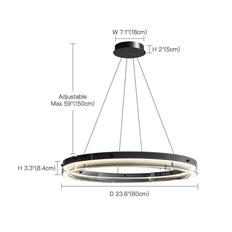 One Ring Modern LED Glass Circle Chandelier - Image 4