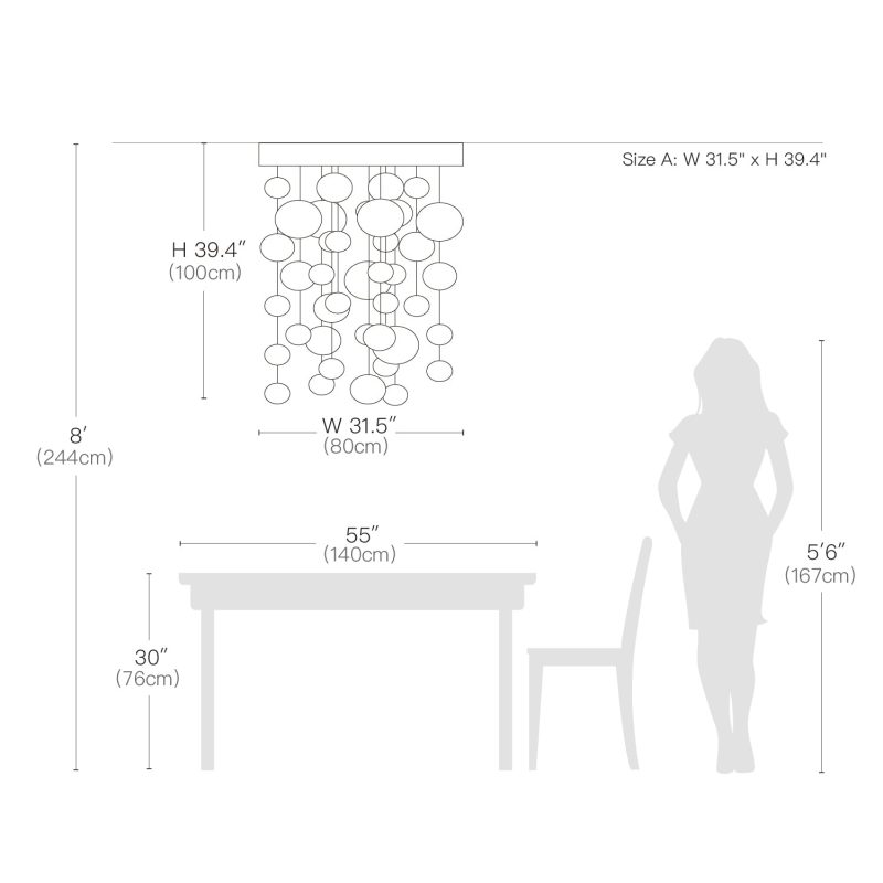 Rectangular Base Bubble Glass Chandelier - Ceiling Lights - Image 8