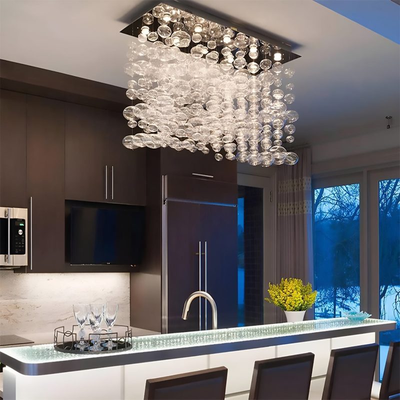 Rectangular Base Bubble Glass Chandelier - Ceiling Lights - Image 4