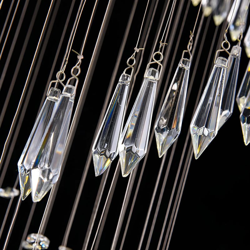 Single Spiral Hemisphere Rain Drop Crystal Chandelier - Image 4
