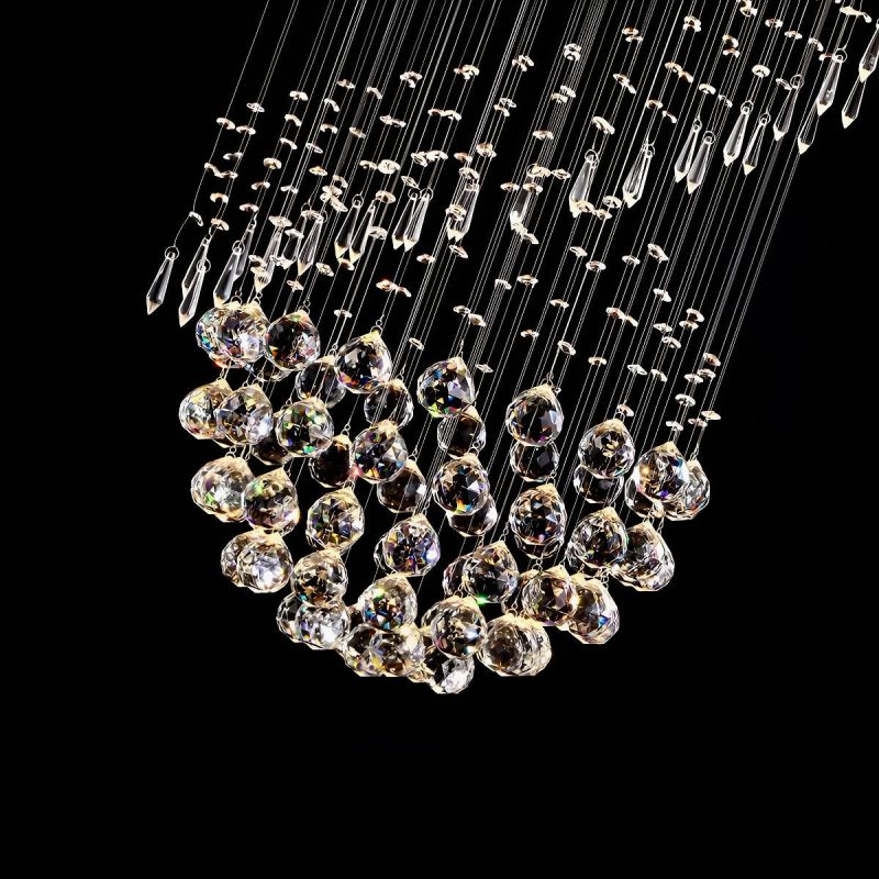 Single Spiral Hemisphere Rain Drop Crystal Chandelier - Image 6