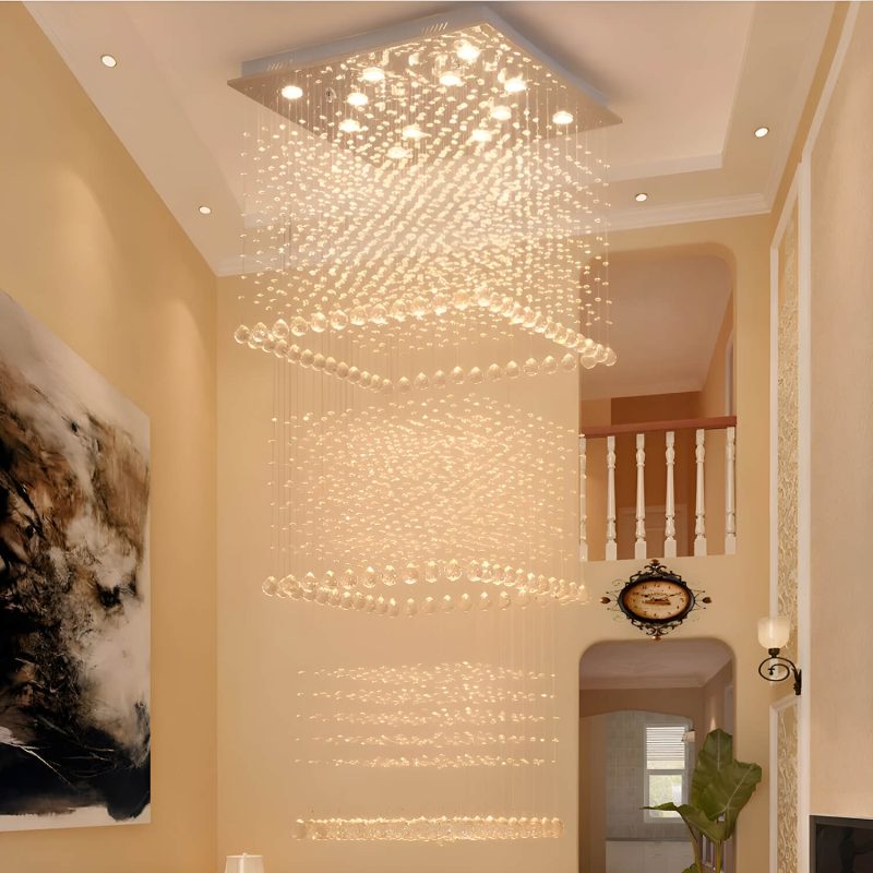 Square Long Crystal Raindrop Chandelier - Image 5